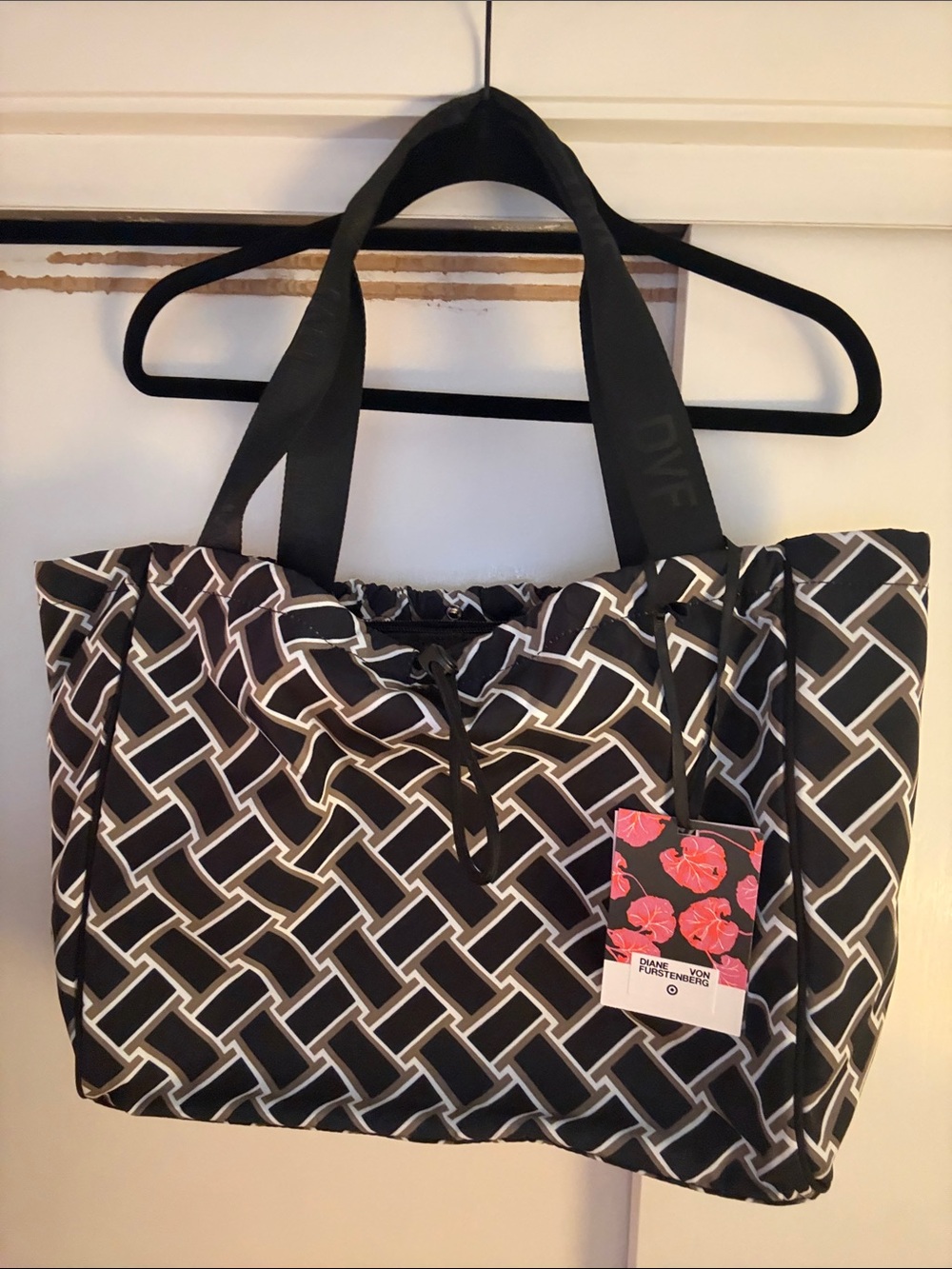 Diane Von Furstenberg Black and White Geometric Tote